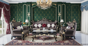 Set di <span class=keywords><strong>Divani</strong></span> <span class=keywords><strong>in</strong></span> Velluto Viola di Lusso con Legno Intagliato, Stile Classico Europeo, Arredamento per Soggiorno, Design Regale con Divano <span class=keywords><strong>e</strong></span> <span class=keywords><strong>Poltrone</strong></span> - Product Image 5