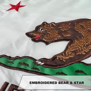 Bandiera della <span class=keywords><strong>Repubblica</strong></span> della California per Barca 12x18 Pollici, Ricamata per Esterni, Doppia Faccia con 2 Occhielli in Ottone, 4 File di Cuciture Inferiori - Product Image 2