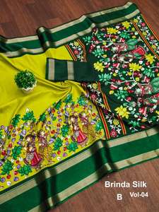 Vente en gros de vêtements indiens et pakistanais Dola Silk Kalamkari Digital Print Saree Meilleurs prix en Inde - Product Image 5