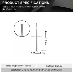 Boasta allemand importé en carbure de tungstène en forme de fraise 2.35mm tige ensemble d'outils de gravure pour la fabrication de bijoux et l'utilisation dentaire - Product Image 2