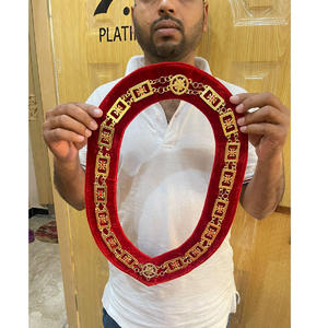 Collier maçonnique 33 degrés chaîne MASONIC REGALIA PAST MASTER TABLIER BLANC BRODÉ À LA MAIN CHAÎNE COLLIER bijou - Product Image 6