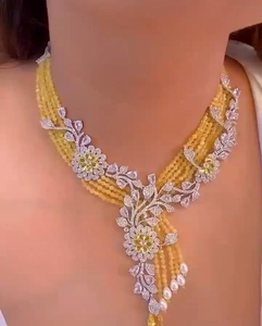 Ensemble de colliers de créateur de diamants américains CZ de qualité supérieure bijoux de mariée et de fête pour les mariages, les festivals et les occasions spéciales - Product Image 1