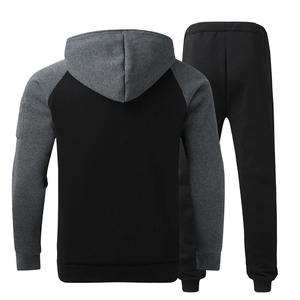 Ensemble de pantalons de sport en molleton deux pièces pour hommes, costumes de jogging à capuche respirants, option grande taille, survêtements solides en gros - Product Image 6
