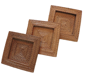 Fournisseur en gros naturel élégant Assiette de présentation en rotin Assiette carrée Ensembles de tapis Vaisselle pour servir des assiettes de nourriture - Product Image 4