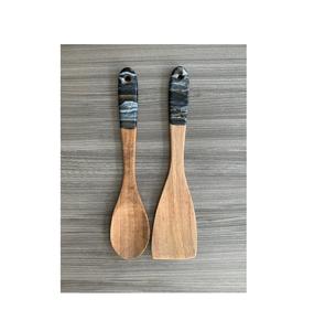 Juego de Cubiertos de Madera con Diseño Personalizado, Tenedor y Cuchara para Ensalada con Mango de Resina para el Hogar, Vajilla para Comida, Juego de Cubiertos para Regalo - Product Image 4