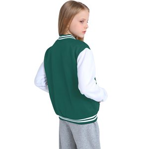 2025 gros Collage lycée rayé Patch Baseball col blanc vêtements de travail fille varsité veste fabriqué au Pakistan - Product Image 3