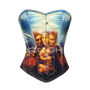 Corset de mode style vintage, surbuste, à baleines en acier, amincissant la taille, imprimé Mona Lisa sublimé - Product Image 5