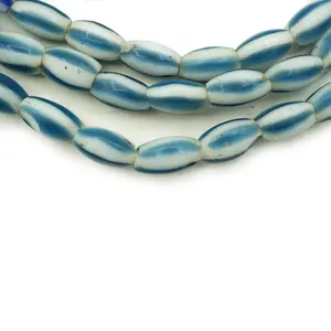 ลูกปัดลายทางแตงโมสีฟ้าแบบวินเทจลูกปัดสำหรับการค้าแบบเวนิสสีฟ้าแชมเบรย์หายาก - Product Image 2