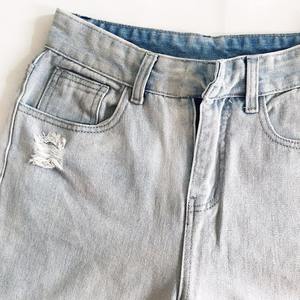 2024 Nova Chegada Algodão Respirável Perna Larga Conforto-Stretch Denim <span class=keywords><strong>Jeans</strong></span> Escuro Plus Size Decoração Do Laço OEM/ODM