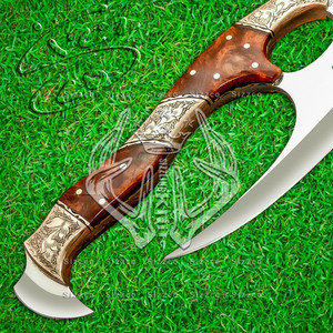 Hacha Barbuda de acero D2 Tang completa personalizada para caza, hacha Real Tomahawk con mango grabado y Funda de cuero, regalo Ideal - Product Image 3