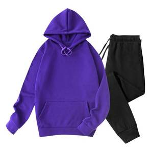 Nouveau sweat à capuche + pantalon de couleur unie pour hommes automne et hiver ensemble deux pièces ensemble de sport décontracté à la mode taille S-3XL survêtement pour hommes - Product Image 1