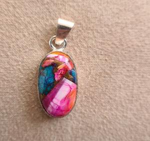 Colgante de plata turquesa de ostra Rosa Natural, colgante de Plata de Ley 925, colgante bohemio de plata hecho a mano para regalo de mujer - Product Image 2