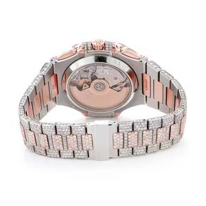 Personnalisé 41mm En Acier Inoxydable Analogique Mécanique De Luxe Montre Pour Hommes Glacé Moissanite Diamant Style Hip Hop Verre À La Mode - Product Image 4