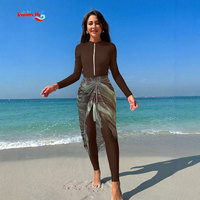 Maillot de bain musulman avec protection solaire, robe longue amovible, coupe ajustée, burkini islamique pour femmes