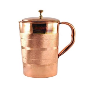 Leaf Engraving Design 100% Pure <b>Copper</b> Pitcher with Lid Handmade <b>Copper</b> <b>Jug</b> For Home Hotels Wedding Use Drinking Water <b>Jugs</b> - Product Image 3