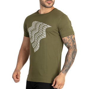 Camiseta estampada con logotipo personalizado para hombre, camiseta informal de 100% algodón de alta calidad con diseño de timbre, patrón sólido, material de poliéster/algodón - Product Image 2