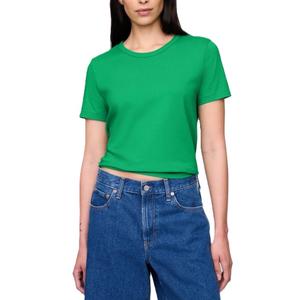 T-shirt décontracté d'été 100 % coton pour femme, à manches courtes et col rond, respirant, doux, en jersey uni, teinture unie - Product Image 2