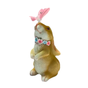 Personnalisable 3D Animal Lapin Éclairage Solaire Jardin Décoration Résine Artisanat pour Extérieur Maison Art Papillon Fait Main Lapin - Product Image 1