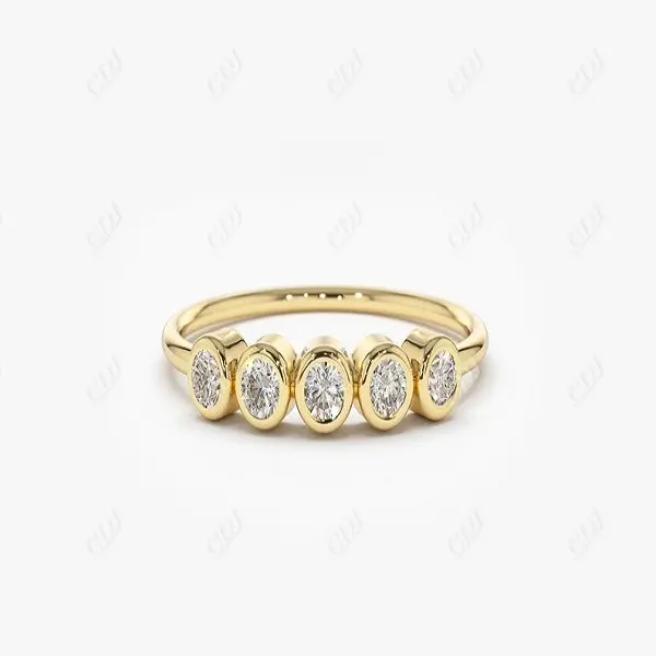 Runds chliff Lünette Set Real Diamond Ehering 14 Karat Gold Diamantring Glamouröses glänzendes Design 18 Karat Roségold Schmuck Großhandels preis