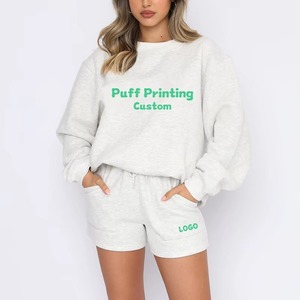 Conjunto de Sudadera y Pantalones Cortos de Punto Casual para Mujer, de Spandex/Poliéster, por Encima de la Rodilla, Color Sólido, Cómodo y Ligero, Ropa de Estar de Dos Piezas - Product Image 6