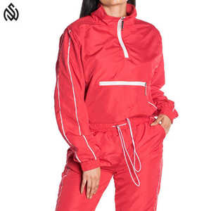 Combinaisons de vêtements de sport avec logo brodé sur mesure Survêtement coupe-vent zippé Meilleur design Survêtement coupe-vent pour femmes - Product Image 4