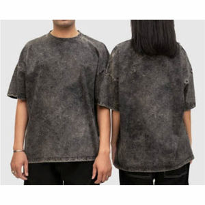 T-shirt délavé à l'acide de style vintage pour hommes T-shirt surdimensionné en coton épais imprimé sur mesure en gros à bas prix pour hommes - Product Image 1