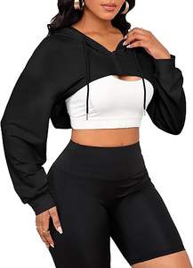 Women's Cropped <b>Hoodie</b> <b>Zip</b> Up Long Sleeve Crop Top Sweatshirts - Product Image 6