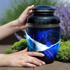 Urnes personnalisées pour cendres humaines Urnes de crémation Urnes funéraires pour femmes et hommes Urnes décoratives grande taille personnalisée bleue - Product Image 2
