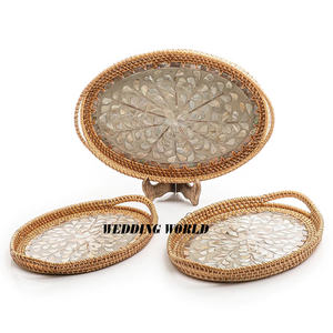 ถาดหวายสำหรับตกแต่งร้านอาหารถาดเสิร์ฟอาหารทำมือสไตล์คลาสสิก - Product Image 6