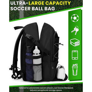 Mochila de fútbol duradera con bolsillo de bola con logotipo personalizado y características de marca para equipos atletas o promociones de clubes - Product Image 3