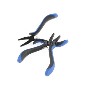 Alicates para Extensiones de Cabello, Herramienta de Prensado de Punta Plana de Metal para Instalación y Extracción, 4.5 Pulgadas, Mango Azul y Negro - Product Image 1