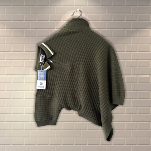 เสื้อถักแบบทางการสำหรับผู้ชายเสื้อสเวตเตอร์แขนสั้นซิป1/4ครึ่งคอตตอนคอมบ์จาก100% - Product Image 4