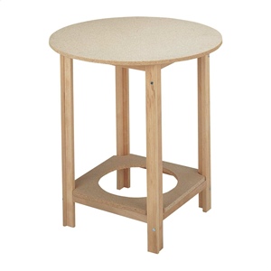 WELL HOME Tavolino Rotondo in Legno Non Verniciato con Base a Piedistallo 60x60x75 cm - Product Image 1