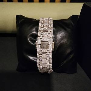 Montre analogique de luxe tendance en moissanite, mouvement à quartz ETA, étanche 3 BAR, style professionnel, acier inoxydable, jour/date - Product Image 6