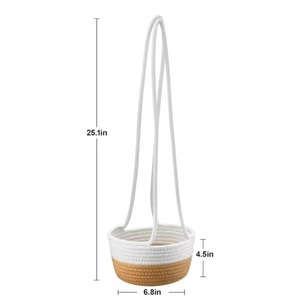 Panier suspendu en macramé brun, porte-plante décoratif polyvalent pour salon, chambre à coucher, cuisine et utilisation en extérieur - Product Image 2