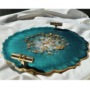 Plateau de service et dessous de verre à 3 niveaux en résine décorative de créateur, fabriqués à la main, de qualité supérieure, personnalisés pour les restaurants à domicile de l'Inde - Product Image 6