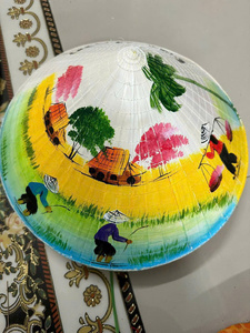 Sombrero en feuille de palmier naturel du Vietnam, fabriqué à partir de fibres végétales, rayé, décontracté, pour voyage, unisexe, décoration culturelle - Product Image 1