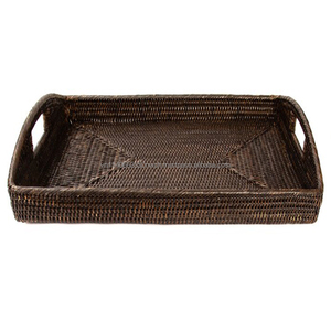 La bandeja de servicio redonda King Craft tejida a mano de Vietnam más vendida, cesta de mimbre para el hogar, bandeja de Vietnam - Product Image 4