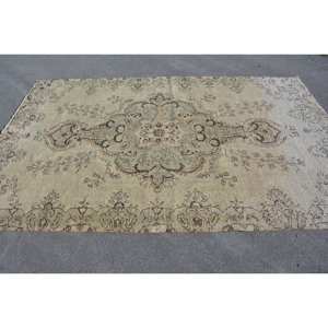 Oriental Beige Vert 6.2X9.5 ft Grande Surface Tapis En Laine Vintage Turc Patchwork Abstrait Couloir Rectangulaire Latex Tapis De Chambre - Product Image 4