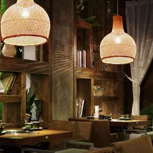 Venta al por mayor pantalla de bambú decorativa moderna granja bambú colgante luz fabricante vietnamita artesanía iluminación - Product Image 4