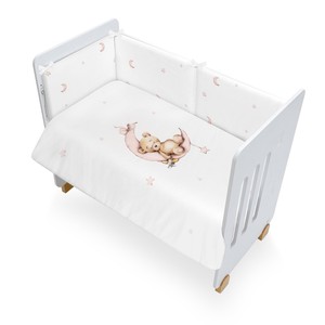 Lit bébé Star Nature + 2 pièces. Housse de couette (amovible) - Modèle coordonné OSO LUNA-ESTRELLA-PINK - Product Image 1