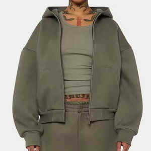 Sweat à capuche zippé en coton Lgo personnalisé Fabricant Hommes 100% coton meilleure qualité Boxy Sweat à capuche zippé imprimé bouffant Sweats à capuche zippés vierges - Product Image 6