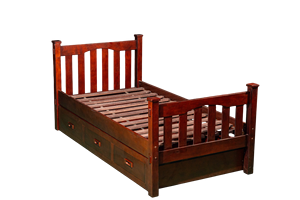 Cama individual con 3 cajones Café Marrón Madera de haya Diseño tradicional sólido Características extensibles y que ahorran espacio - Product Image 2