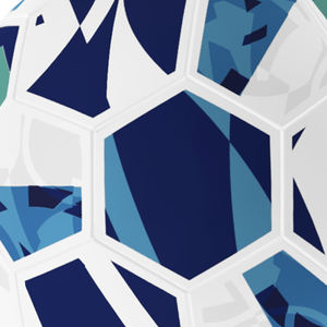 Balón de fútbol híbrido de entrenamiento para adultos de 290g, rendimiento óptimo, 32 paneles cosidos a máquina en blanco/azul marino/menta - Product Image 2