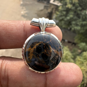 Pendentif en pietersite de style bohème fait à la main en gros, serti en bélière |   Bijoux en argent sterling 925 avec pierre naturelle pour cadeau de fête - Product Image 1
