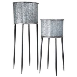 Décoration de jardin de maison de ferme moderne Pots de fleurs et jardinières métalliques galvanisés avec support Vase design - Product Image 5