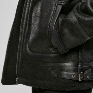 Veste en cuir d'agneau noir pour homme, veste aviateur B3 originale pour homme, veste en cuir bomber pour homme - Product Image 6