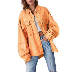 Brodé Style Bouton Décoration Lâche Denim Veste Réversible Hommes Vintage Distressed Effiloché Col Lâche Denim - Product Image 5