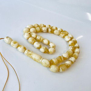 ลูกประคำอิสลามสีเหลืองธรรมชาติและสีขาว, อำพัน, 39 เม็ด - Product Image 4
