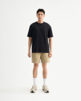 Shorts décontractés pour hommes à taille mi-haute avec cordon de serrage, en coton, taille élastique, non tissé, respirant, écologique, séchage rapide, couleur unie